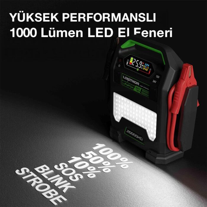 Lokithor J10000HD 12V/24V 10.000Amp LiFePO4 Akıllı Akü Takviye + Powerbank + Led Lamba - Görsel 5