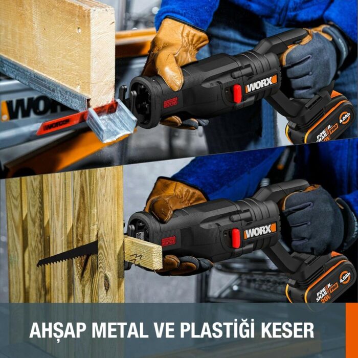 WORX WX516 20Volt 4.0Ah. Li-ion Kömürsüz Profesyonel Tilki Kuyruğu Testere - Görsel 4