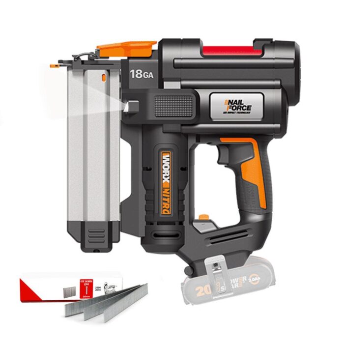 WORX WX842.9 20Volt 15-50mm Profesyonel Şarjlı Çivi Çakma Makinesi + 2700 Adet Yedek Çivi (Akü Dahil Değildir) - Görsel 1